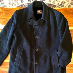 Men’s Warm Wool & Cashmere Winter Overcoat, Size 44R, Dark Gray